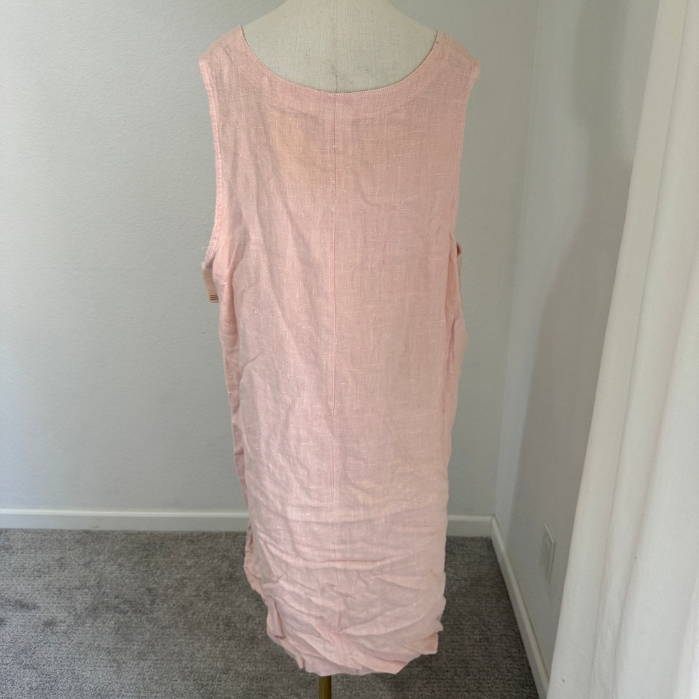 90s NWT 1X Pink 100% Linen Shift Dress Pockets CLIO II Coastal Grandma Soft Girl - Picture 5 of 11